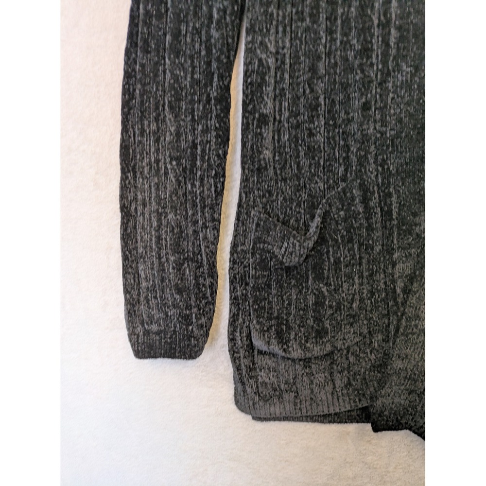 Matty M Cardigan Women's Medium Black Open Front Chenille Knit Pockets - Picture 3 of 9